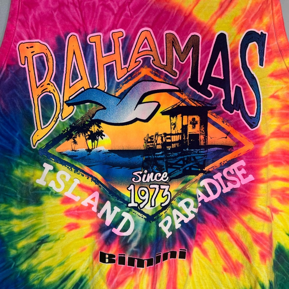 Bahamas Island Paradise Bimini Tie Dyed Tank Top On AAA Tag Size Large - Picture 3 of 4